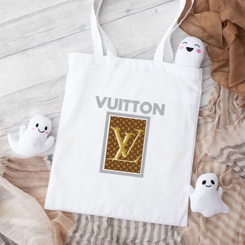 Louis Vuitton Logo Luxury Diamonds Cotton Canvas Tote Bag TTB1659