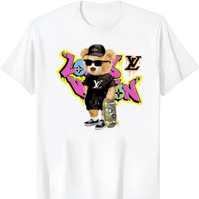 Louis Vuitton Logo Luxury Grafity Teddy Bear Unisex T-Shirt NTB2698