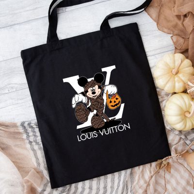 Louis Vuitton Logo Luxury Halloween Mickey Mouse Cotton Canvas Tote Bag TTB1729