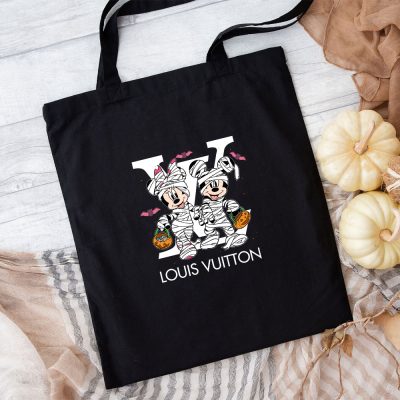 Louis Vuitton Logo Luxury Halloween Minnie Mouse Mickey Mouse Cotton Canvas Tote Bag TTB1728