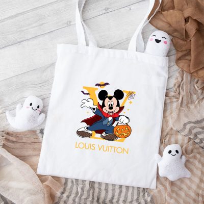 Louis Vuitton Logo Luxury Halloween Pumpkin Dracula Mickey Mouse Cotton Canvas Tote Bag TTB1725