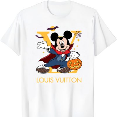 Louis Vuitton Logo Luxury Halloween Pumpkin Dracula Mickey Mouse Unisex T-Shirt NTB2654