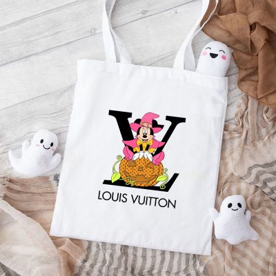 Louis Vuitton Logo Luxury Halloween Pumpkin Minnie Mouse Cotton Canvas Tote Bag TTB1719