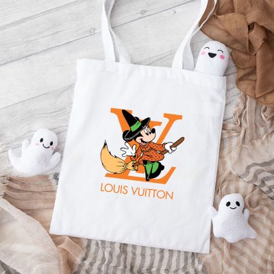 Louis Vuitton Logo Luxury Halloween Pumpkin Minnie Mouse Cotton Canvas Tote Bag TTB1720