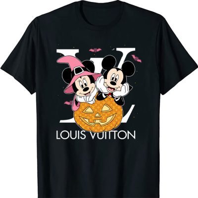 Louis Vuitton Logo Luxury Halloween Pumpkin Minnie Mouse Mickey Mouse Unisex T-Shirt NTB2653