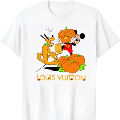 Louis Vuitton Logo Luxury Halloween Pumpkin Pluto Mickey Mouse Unisex T-Shirt NTB2655