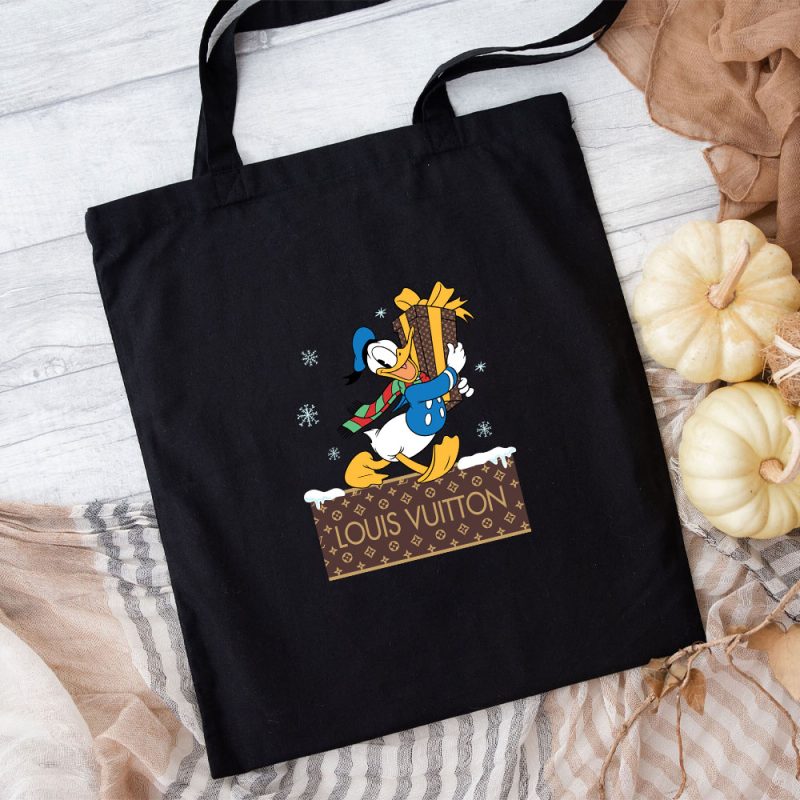 Louis Vuitton Logo Luxury Monogram Canvas Pattern Chrismate Donald Duck Cotton Canvas Tote Bag TTB1739