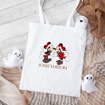 Louis Vuitton Logo Luxury Monogram Canvas Pattern Chrismate Mickey Mouse Cotton Canvas Tote Bag TTB1736