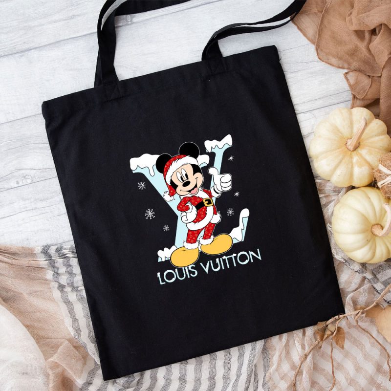 Louis Vuitton Logo Luxury Monogram Canvas Pattern Chrismate Mickey Mouse Cotton Canvas Tote Bag TTB1738