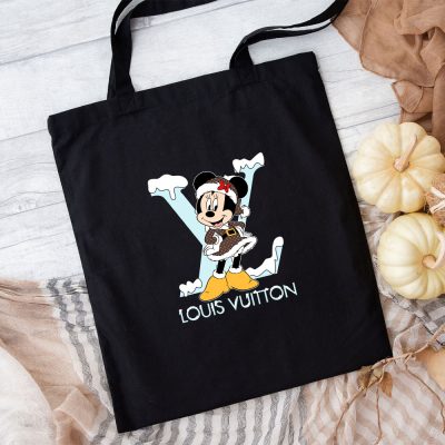 Louis Vuitton Logo Luxury Monogram Canvas Pattern Chrismate Minnie Mouse Cotton Canvas Tote Bag TTB1741