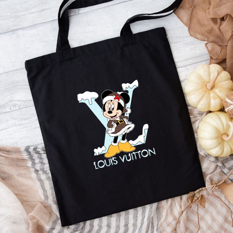 Louis Vuitton Logo Luxury Monogram Canvas Pattern Chrismate Minnie Mouse Cotton Canvas Tote Bag TTB1741