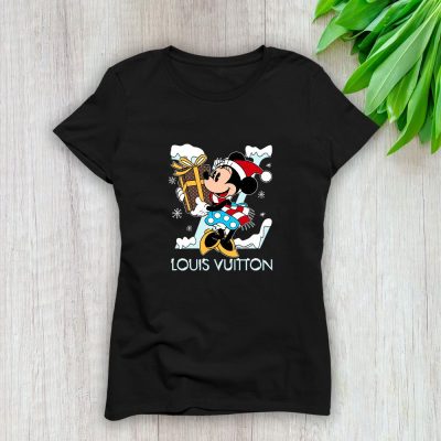 Louis Vuitton Logo Luxury Monogram Canvas Pattern Chrismate Minnie Mouse Lady T-Shirt Luxury Tee For Women LDS1742