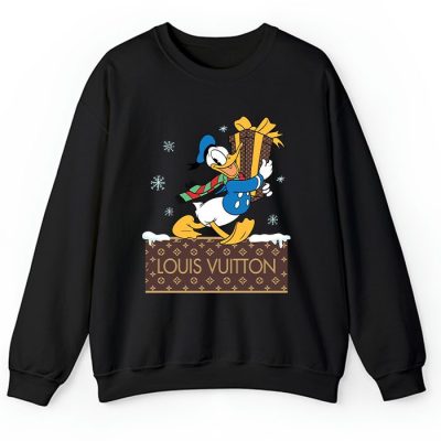 Louis Vuitton Logo Luxury Monogram Canvas Pattern Christmas Donald Duck Crewneck Sweatshirt CSTB1212