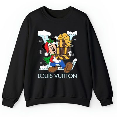 Louis Vuitton Logo Luxury Monogram Canvas Pattern Christmas Mickey Mouse Crewneck Sweatshirt CSTB1207
