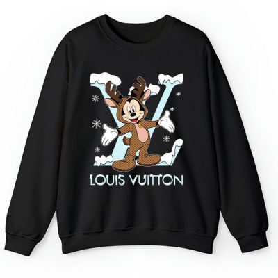Louis Vuitton Logo Luxury Monogram Canvas Pattern Christmas Mickey Mouse Crewneck Sweatshirt CSTB1208
