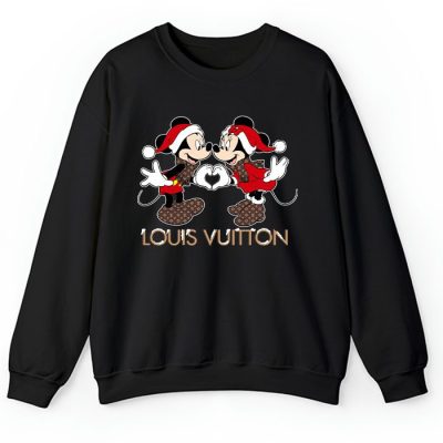 Louis Vuitton Logo Luxury Monogram Canvas Pattern Christmas Mickey Mouse Crewneck Sweatshirt CSTB1209