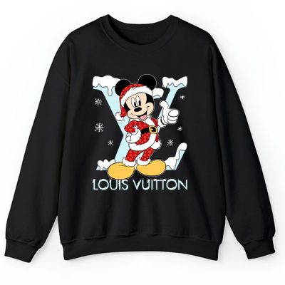 Louis Vuitton Logo Luxury Monogram Canvas Pattern Christmas Mickey Mouse Crewneck Sweatshirt CSTB1211