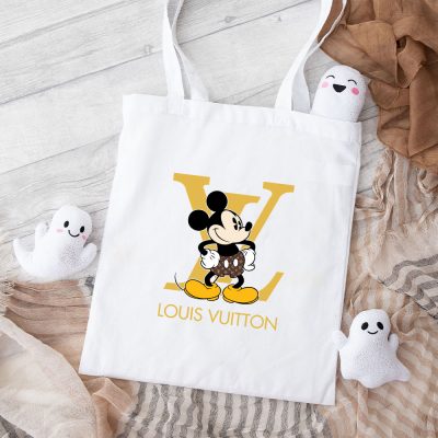 Louis Vuitton Logo Luxury Monogram Canvas Pattern Mickey Mouse Cotton Canvas Tote Bag TTB1579