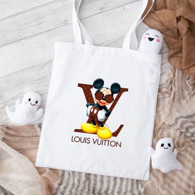 Louis Vuitton Logo Luxury Monogram Canvas Pattern Mickey Mouse Cotton Canvas Tote Bag TTB1645