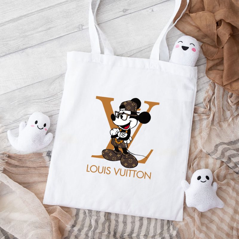 Louis Vuitton Logo Luxury Monogram Canvas Pattern Mickey Mouse Cotton Canvas Tote Bag TTB1665