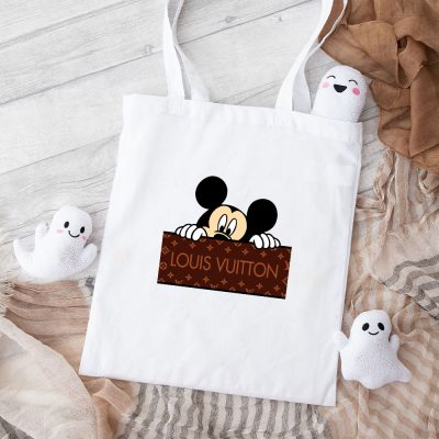 Louis Vuitton Logo Luxury Monogram Canvas Pattern Mickey Mouse Cotton Canvas Tote Bag TTB1702