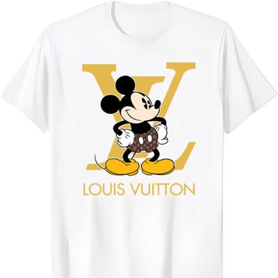 Louis Vuitton Logo Luxury Monogram Canvas Pattern Mickey Mouse LV Unisex T-Shirt CB391