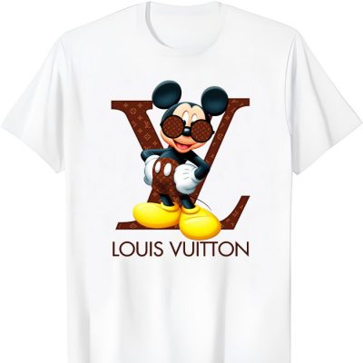 Louis Vuitton Logo Luxury Monogram Canvas Pattern Mickey Mouse LV Unisex T-Shirt CB397