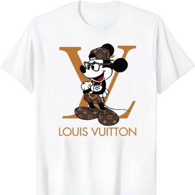 Louis Vuitton Logo Luxury Monogram Canvas Pattern Mickey Mouse LV Unisex T-Shirt CB400