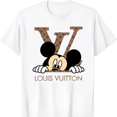 Louis Vuitton Logo Luxury Monogram Canvas Pattern Mickey Mouse LV Unisex T-Shirt CB419