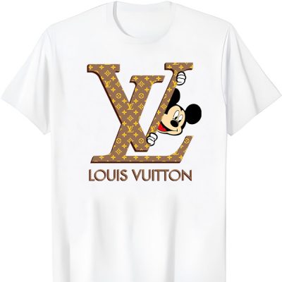 Louis Vuitton Logo Luxury Monogram Canvas Pattern Mickey Mouse LV Unisex T-Shirt CB423