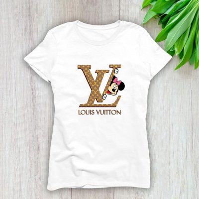 Louis Vuitton Logo Luxury Monogram Canvas Pattern Minnie Mouse Lady T-Shirt Luxury Tee For Women LDS1708