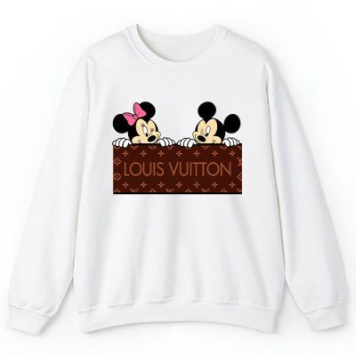 Louis Vuitton Logo Luxury Monogram Canvas Pattern Minnie Mouse Mickey Mouse Crewneck Sweatshirt CSTB1177
