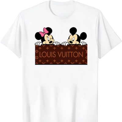 Louis Vuitton Logo Luxury Monogram Canvas Pattern Minnie Mouse Mickey Mouse LV Unisex T-Shirt CB422