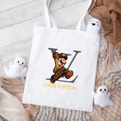 Louis Vuitton Logo Luxury Monogram Canvas Pattern Supper Mario Cotton Canvas Tote Bag TTB1664