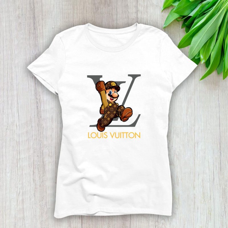 Louis Vuitton Logo Luxury Monogram Canvas Pattern Supper Mario Lady T-Shirt Luxury Tee For Women LDS1666