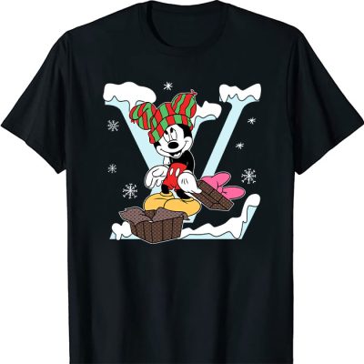 Louis Vuitton Logo Luxury Noel Mickey Mouse Unisex T-Shirt NTB2656