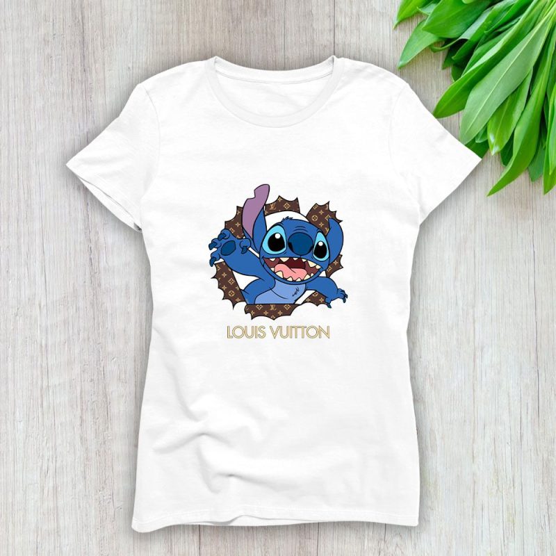 Louis Vuitton Logo Luxury Stitch Lady T-Shirt Luxury Tee For Women LDS1618