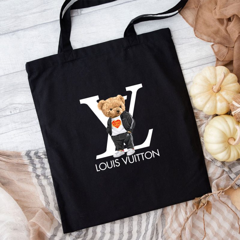 Louis Vuitton Logo Luxury Teddy Bear Cotton Canvas Tote Bag TTB1567