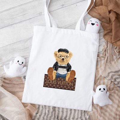 Louis Vuitton Logo Luxury Teddy Bear Cotton Canvas Tote Bag TTB1582