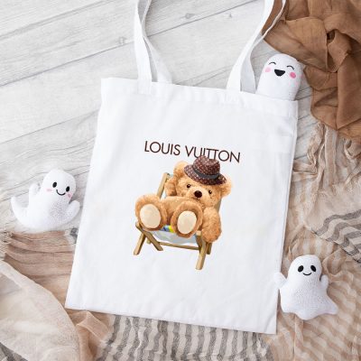 Louis Vuitton Logo Luxury Teddy Bear Cotton Canvas Tote Bag TTB1584