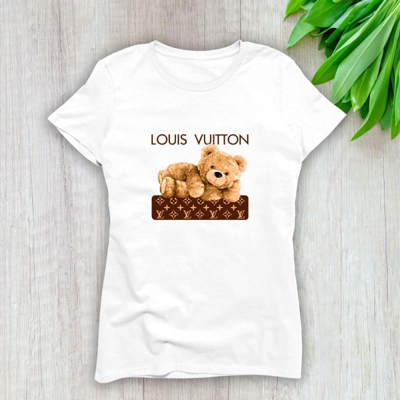 Louis Vuitton Logo Luxury Teddy Bear Lady T-Shirt Luxury Tee For Women LDS1571