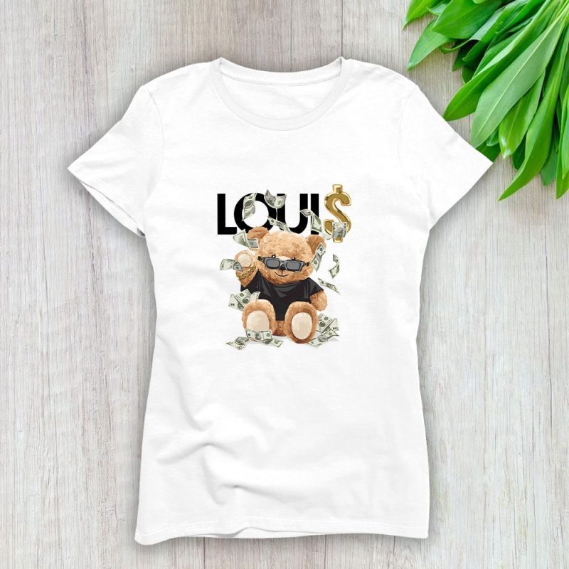 Louis Vuitton Logo Luxury Teddy Bear Lady T-Shirt Luxury Tee For Women LDS1573