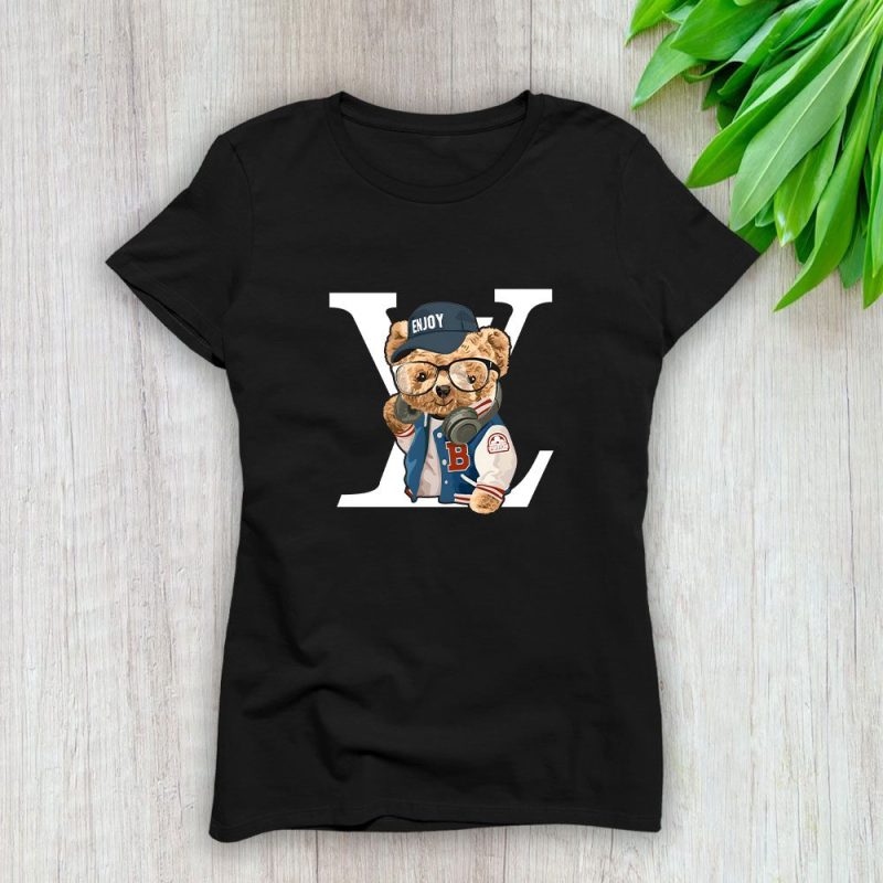 Louis Vuitton Logo Luxury Teddy Bear Lady T-Shirt Luxury Tee For Women LDS1579