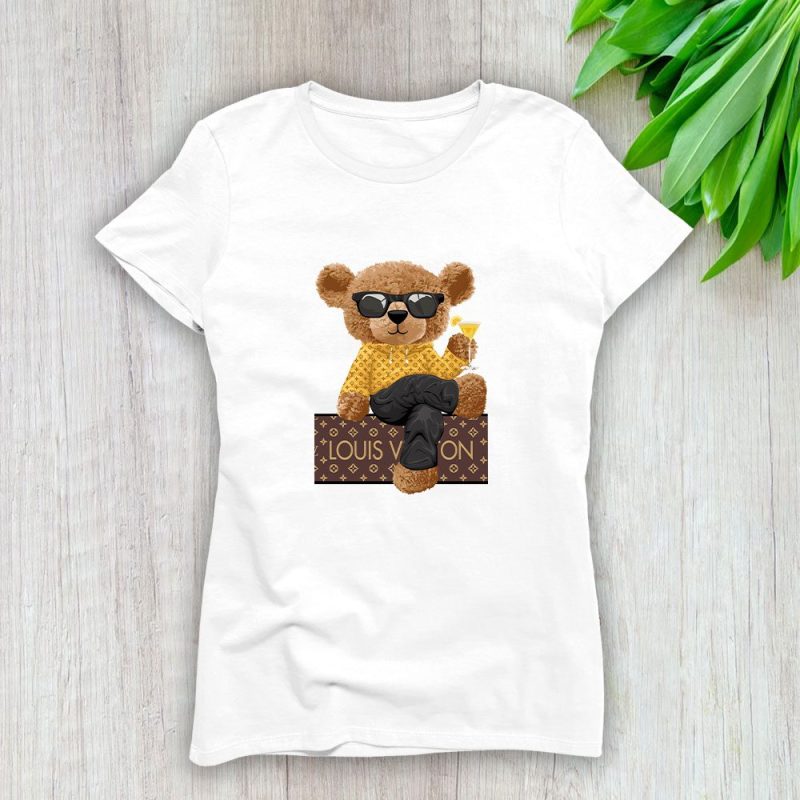 Louis Vuitton Logo Luxury Teddy Bear Lady T-Shirt Luxury Tee For Women LDS1583