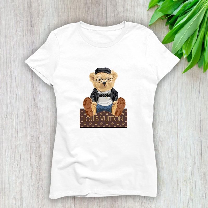 Louis Vuitton Logo Luxury Teddy Bear Lady T-Shirt Luxury Tee For Women LDS1584