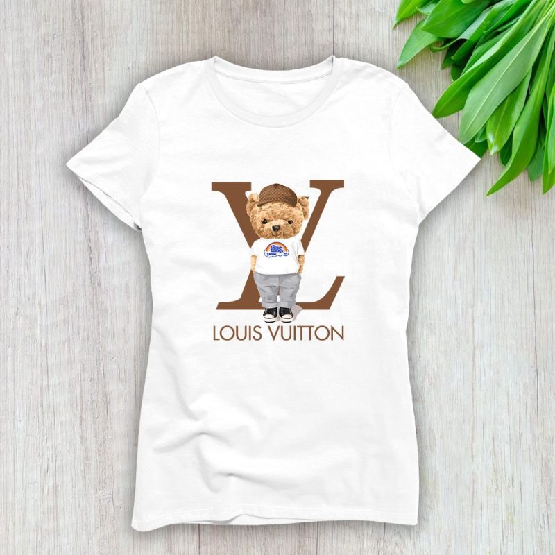 Louis Vuitton Logo Luxury Teddy Bear Lady T-Shirt Luxury Tee For Women LDS1590