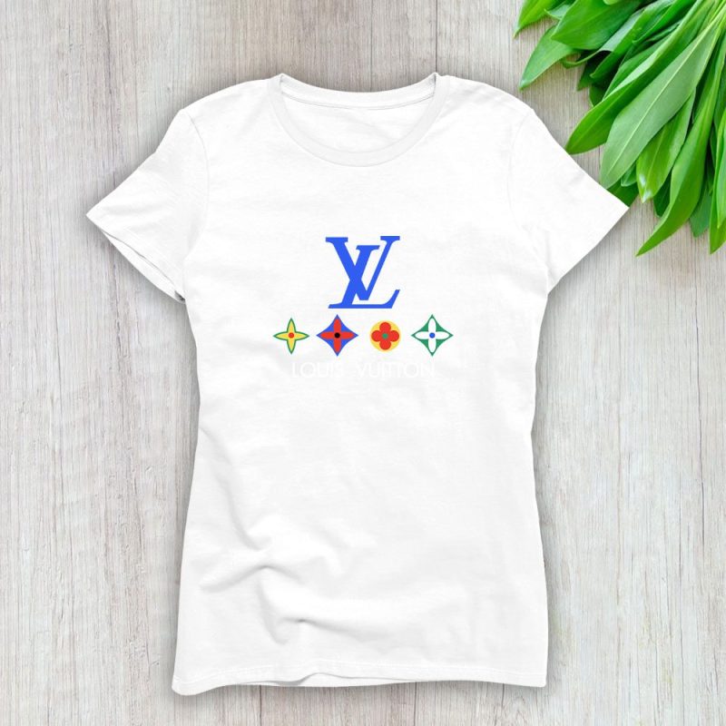 Louis Vuitton Logo Luxury With Color Monogram Lady T-Shirt Luxury Tee For Women LDS1685