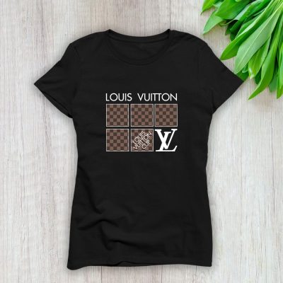 Louis Vuitton Logo Luxury With Damier Pattern Lady T-Shirt Luxury Tee For Women LDS1684