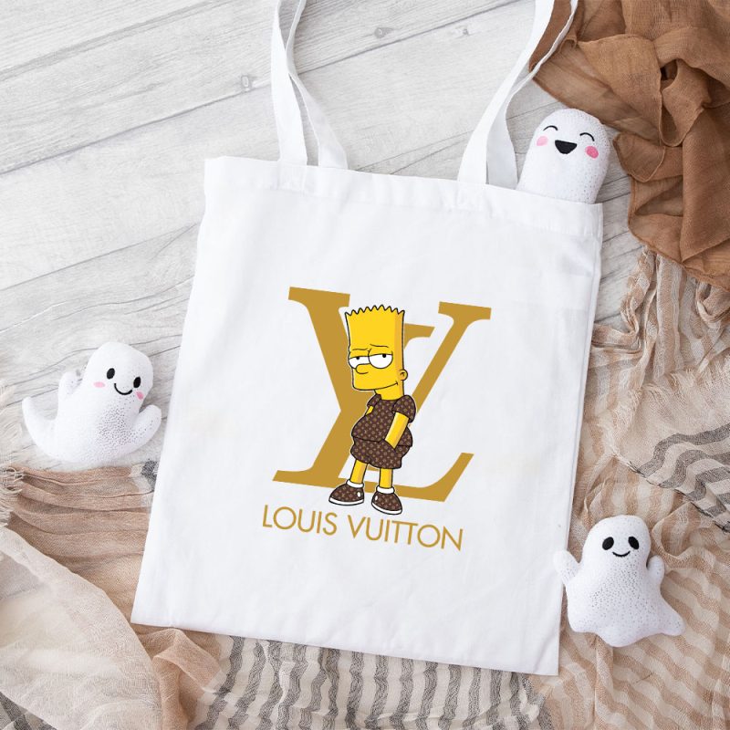 Louis Vuitton Luxury Logo Bart Simpson Monogram Canvas Pattern Cotton Canvas Tote Bag TTB1692