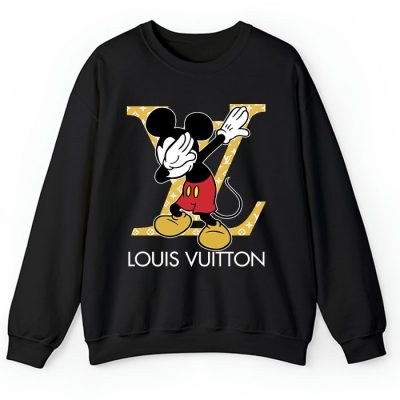 Louis Vuitton Luxury Logo Yellow And White Monogram Canvas Pattern  Mickey Mouse Dabbing Crewneck Sweatshirt CSTB1159